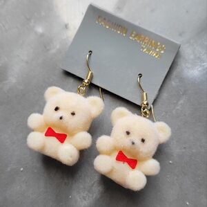 Vintage Fuzzy Bear Earrings 🐻